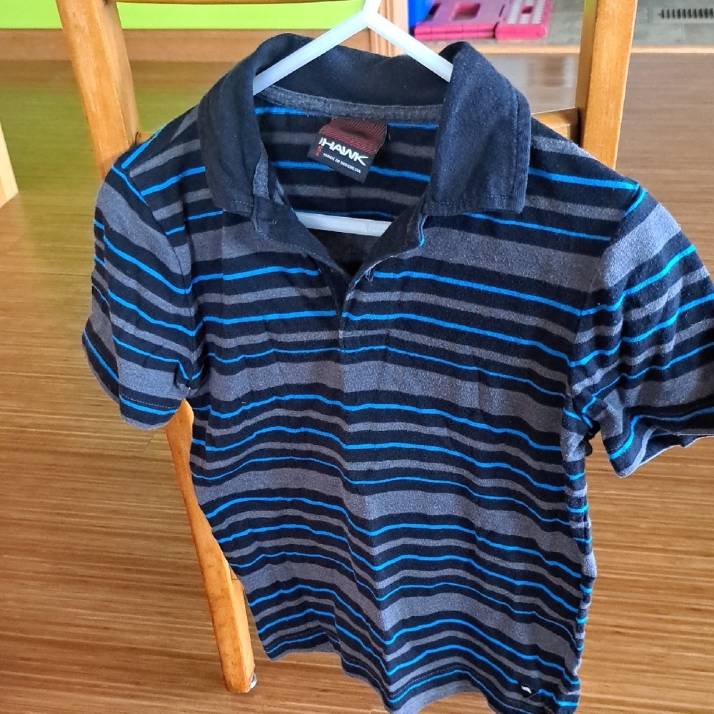 Tony Hawk Kids Striped Polo Shirt - Blue and Black